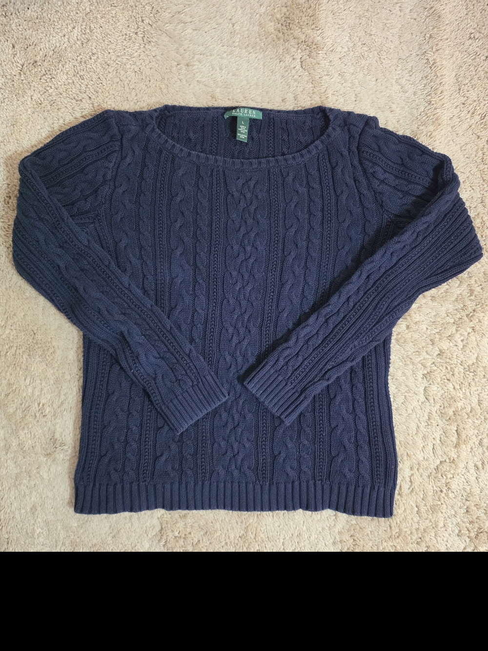 Lauren Ralph Lauren Navy Cable-Knit Sweater - Women's